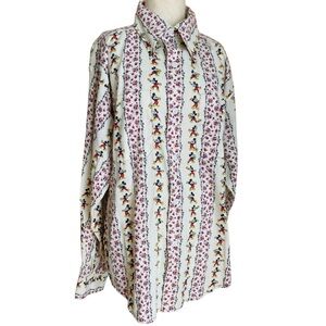 70s Vtg Kennington Disney Collab Mickey Mouse 7 Pattern Western Button Down 2xl